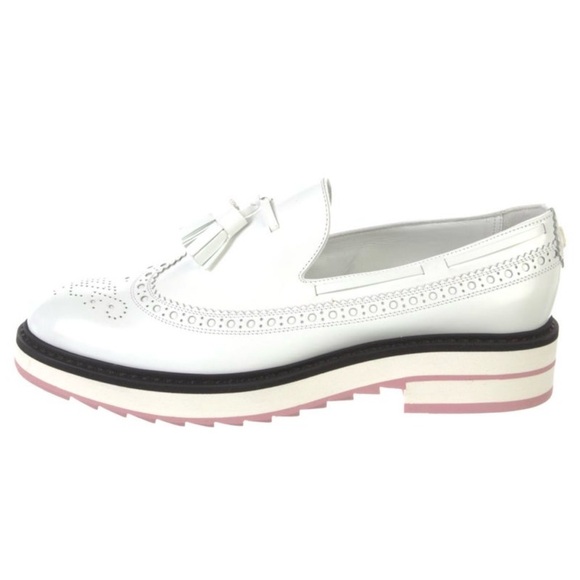 Louis Vuitton White and Pink Tassel Loafers